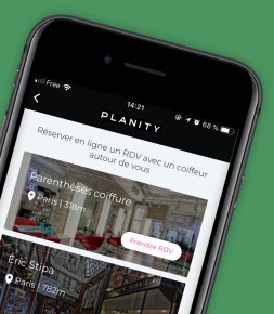 Internet/Numérique Planity en appli sur smartphone